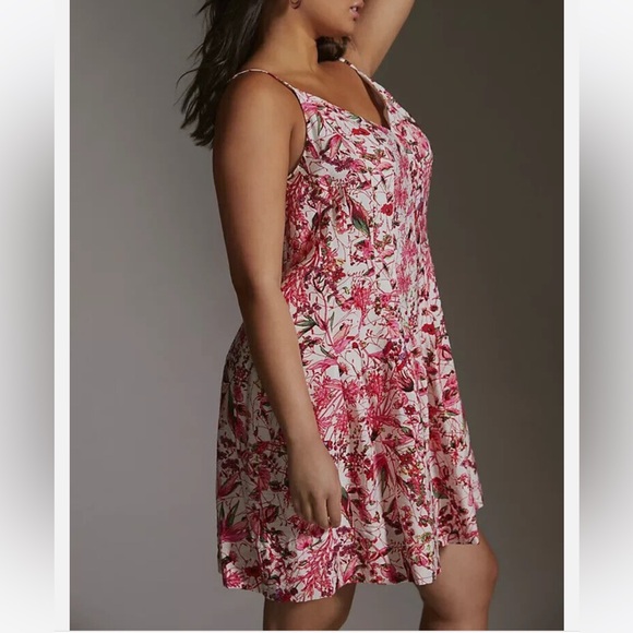 Anthropologie Pleated Printed Mini Dress - Picture 3 of 12